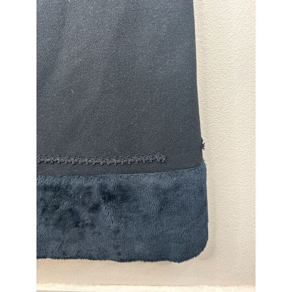 Elegant‎ Black & Faux Fur Trimmed Coat With Hood & Button Detail Pennylane VTG M - Picture 6 of 8